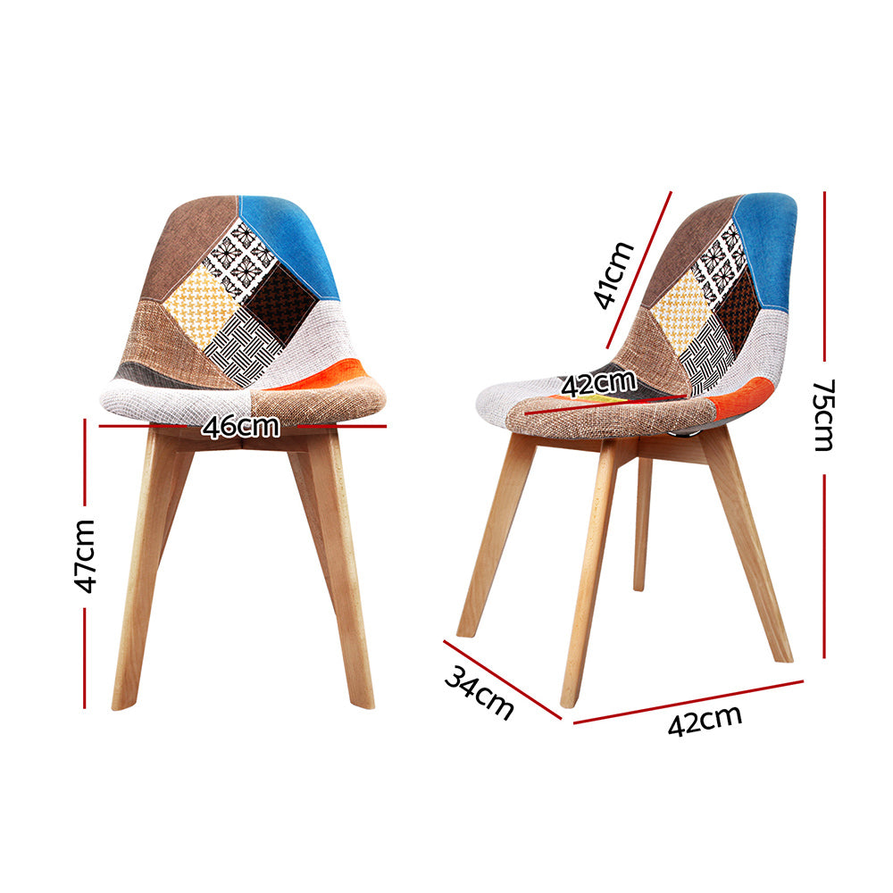 Dining Chairs Set of 2 Fabric Retro Replica DSW - 46×42×75cm