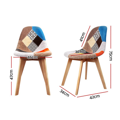 Dining Chairs Set of 2 Fabric Retro Replica DSW - 46×42×75cm