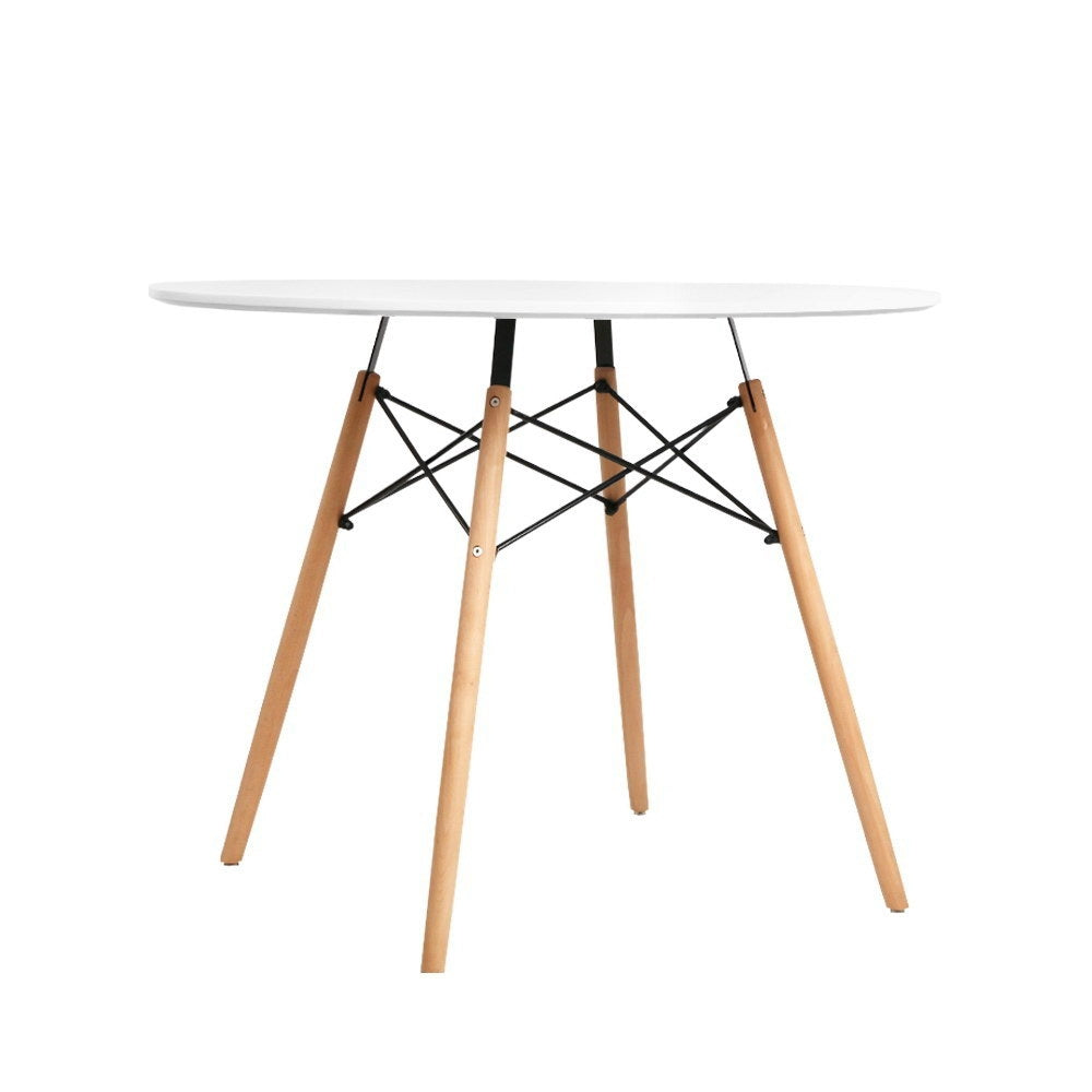 Dining Table Round White 4 Seater 90Cm