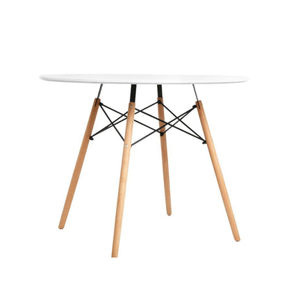 Dining Table Round White 4 Seater 90Cm