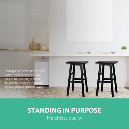 Bar Stools Kitchen Counter Stools Wooden Chairs Black X2