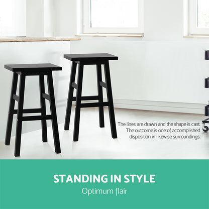 Bar Stools Kitchen Counter Stools Wooden Chairs Black X2