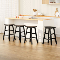 Bar Stools Kitchen Counter Stools Wooden Chairs Black X4