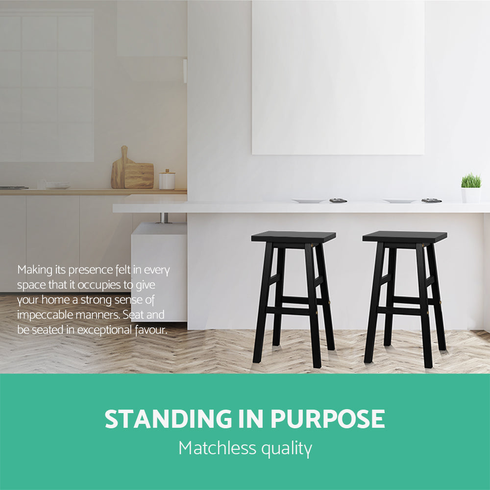 Bar Stools Kitchen Counter Stools Wooden Chairs Black X4