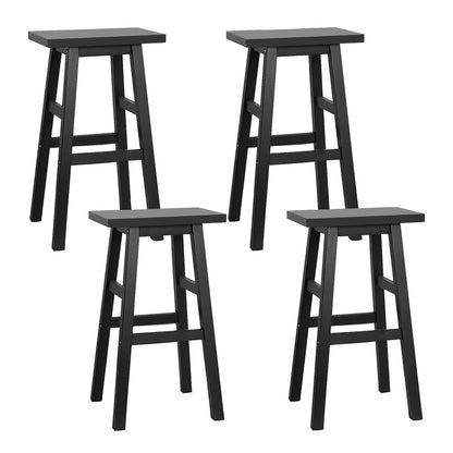 Bar Stools Kitchen Counter Stools Wooden Chairs Black X4
