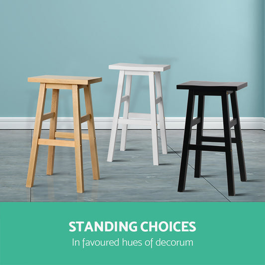 Bar Stools Kitchen Counter Stools Wooden Chairs Natural X2