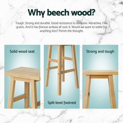 4x Bar Stools Kitchen Chairs Wooden Nature Elegant