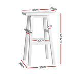 4x Bar Stools Round Chairs Wooden Nature Stylish