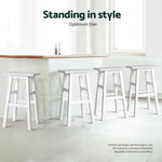 4x Bar Stools Round Chairs Wooden Nature Stylish
