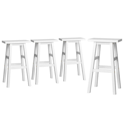 4x Bar Stools Round Chairs Wooden Nature Stylish