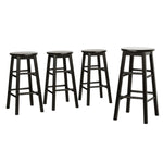 4x Bar Stools Round Chairs Wooden Black Sleek Comfortable