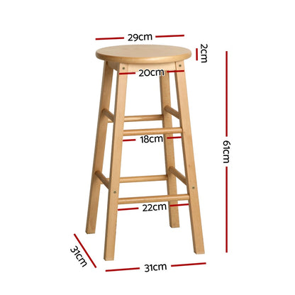 4x Bar Stools Round Chairs Wooden Nature Stylish