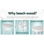Set of 2 Beech Wood Backless Bar Stools - White