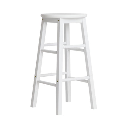 2X Bar Stools Round Chairs Wooden White