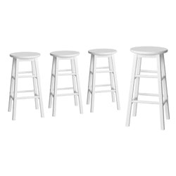 4x Bar Stools Round Chairs Wooden White Stylish