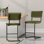 2x Bar Stools Velvet Chairs Green/Grey