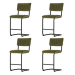 4X Bar Stools Velvet Chairs Green/Grey