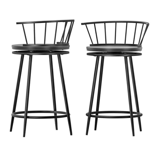 2X Bar Stools Swivel Metal Chairs
