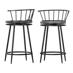 2X Bar Stools Swivel Metal Chairs
