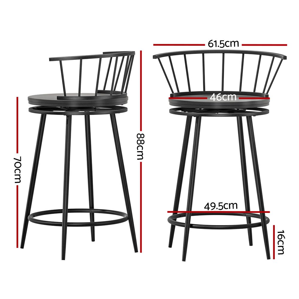 2X Bar Stools Swivel Metal Chairs