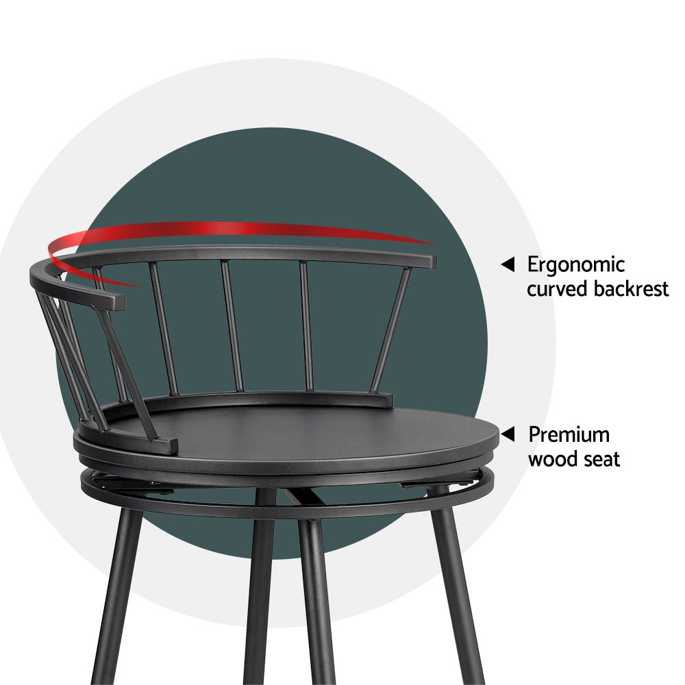 2X Bar Stools Swivel Metal Chairs