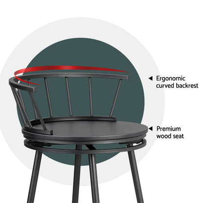 2X Bar Stools Swivel Metal Chairs