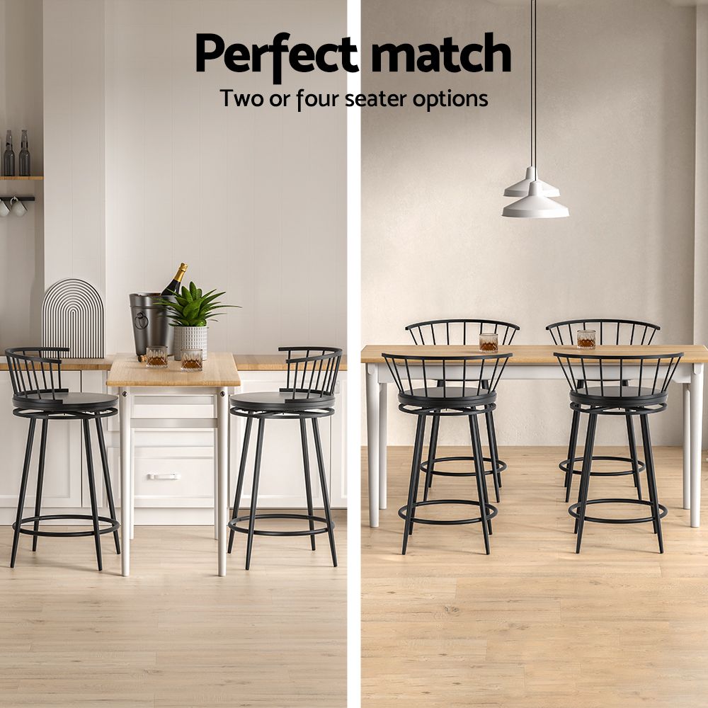 2X Bar Stools Swivel Metal Chairs