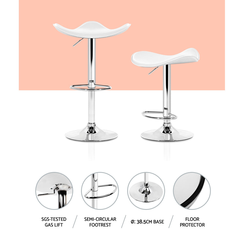 4X Bar Stools Leather Gas Lift Chair White