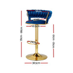 Bar Stools Gas Lift Velvet Woven Backrest Navy