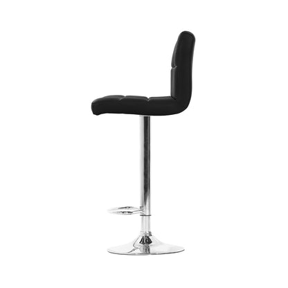 4X Bar Stools Leather Gas Lift Black