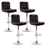 set of 4 Leather Bar Stools- Brown