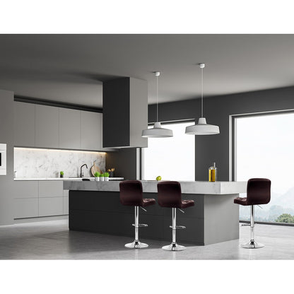 4X Bar Stools Leather Gas Lift Brown