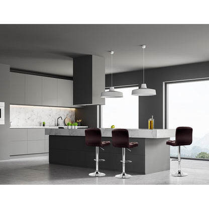 4X Bar Stools Leather Gas Lift Brown