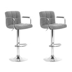 2x Bar Stools Kitchen Bar Stool Chairs Gas Lift Swivel Fabric Chrome Grey