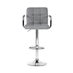 2x Bar Stools Kitchen Bar Stool Chairs Gas Lift Swivel Fabric Chrome Grey