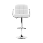 2x Bar Stools Gas lift Swivel Chairs Kitchen Armrest Leather Chrome White