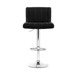 2X Bar Stools Gas Lift Leather Chairs Black