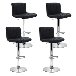4X Bar Stools Gas Lift Leather Black