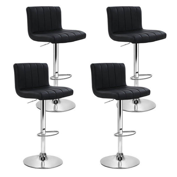  4X Bar Stools Gas Lift Leather Black
