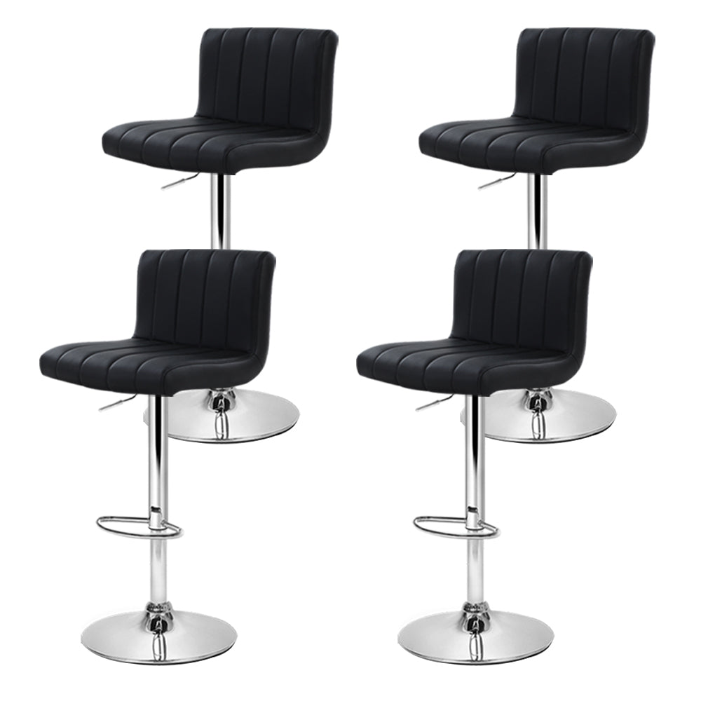 4X Bar Stools Gas Lift Leather Black