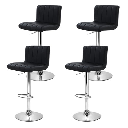 4X Bar Stools Gas Lift Leather Black