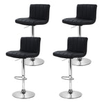 4X Bar Stools Gas Lift Leather Black
