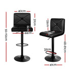 4X Bar Stools Gas Lift Leather Chair Black