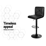 4X Bar Stools Gas Lift Leather Chair Black