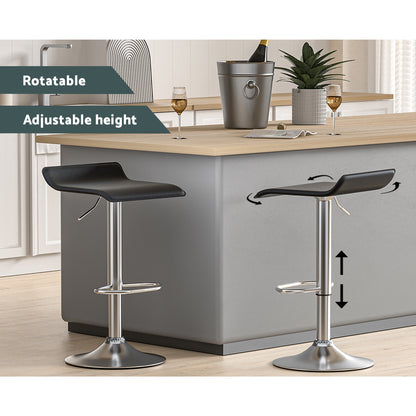 4x Bar Stools Faux Leather Chair Black