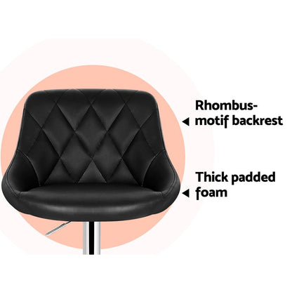 4X Bar Stools Leather Padded Gas Lift Black