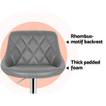 2x Bar Stools Kitchen Gas Lift Swivel Chairs Leather Chrome Grey