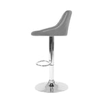 4X Bar Stools Leather Padded Gas Lift Grey