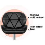2x Bar Stools Gas Lift Kitchen Swivel Chairs Leather Chrome Black