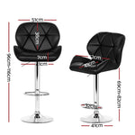 4X Bar Stools Gas Lift Padded Leather Black